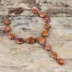 Carnelian Electroformed Chain Adjustable Necklace Handcrafted Copper Gift 18.0″