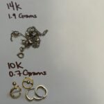 Gold Scrap Recovery Lot – 14kGold 1.9 Grams – 10k Gold 0.7 Grams – Some Stones