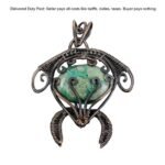 Copper Azurite Malachite Gemstone Tortoise Throat Chakra Christening Pendant