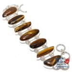 Genuine Tiger’S Eye 925 Silver Wife Chain Artisan Sacral Chakra Bracelet Jewelry
