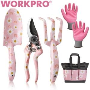 WORKPRO 5PIECE Garden Tool Set Aluminum Heavy Duty Gardening Tool Set w/Tool Bag