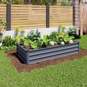 6x3x1ft 2pcs large Garden Bed Kit, Grey Galvanized Metal Outdoor Garden Boxes