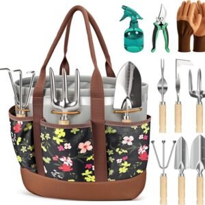 Stainless Steel Wooden Handle Gardening Tools Set Storage Bag Gift For Women Mom