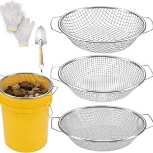 3PCS Soil Sifter for Gardening, Rock Soil Sifter with Handle Compost Sifting Scr