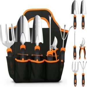 CHRYZTAL Gardening Tool Set, Heavy Duty Stainless Steel, Non-Slip Grip
