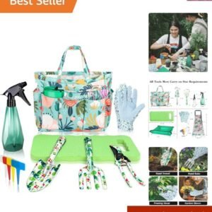 Elegant Floral Gardening Kit - 10 Tools with Reinforced Tote for Garden Lovers