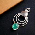 Gift For Her 925 Silver Natural Green Onyx Cab Gemstone Pendant Daily Wear