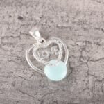 Throat Chakra Aqua Chalcedony Gemstone Cz Sister Birthday New Pendant 925 Silver