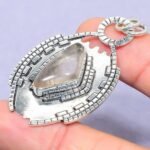 Golden Rutile Gemstone Jewelry Sterling Silver Mother Gift Natural Pendant 2.25″