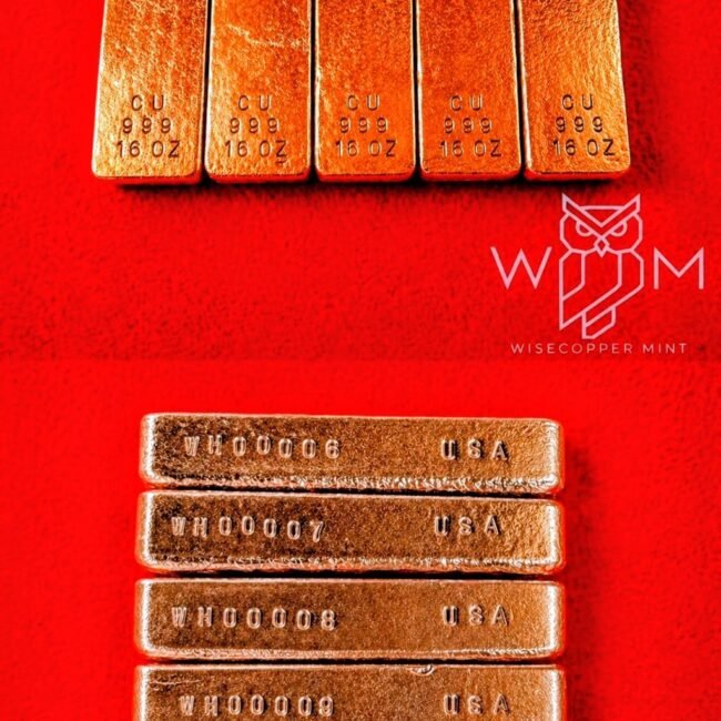 Approx 16 Oz "Premium" Quality Copper Bars Hand Poured Ingot 999 Stamped