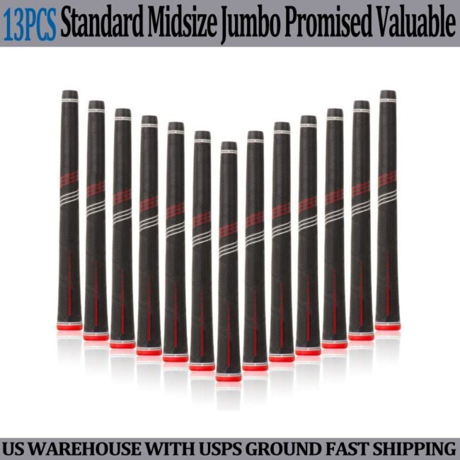 13PCs Golf Club Grips Golf Grip Anti-Slip Natural Rubber Standard Midsize Jumbo