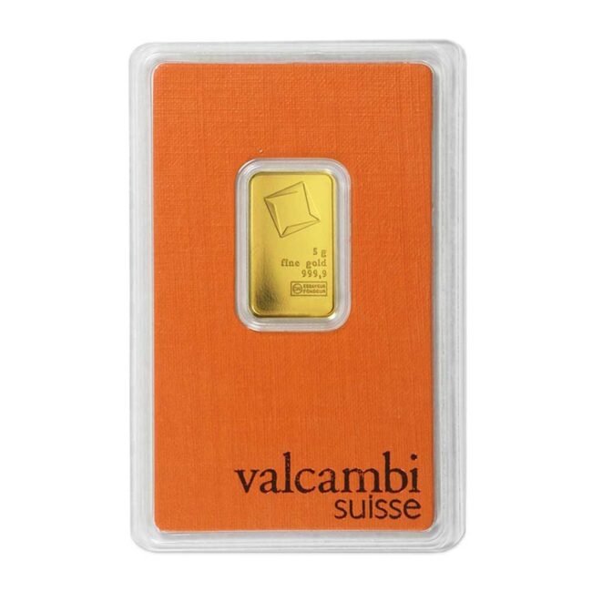 5 Gram Valcambi .9999 Fine Gold Bar in Assay