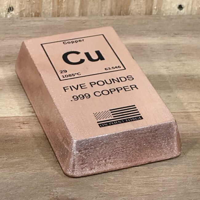 5 Lb .999 Solid Copper Bar | Hand poured fine 999 copper bullion