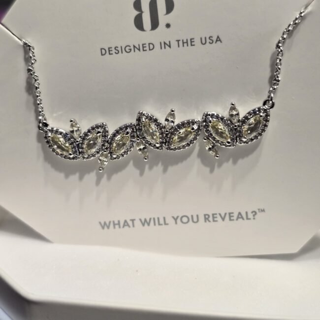 Bomb Party Bar Necklace "The Unbreakable Line" Lemon Cubic Zirconia Rhodium