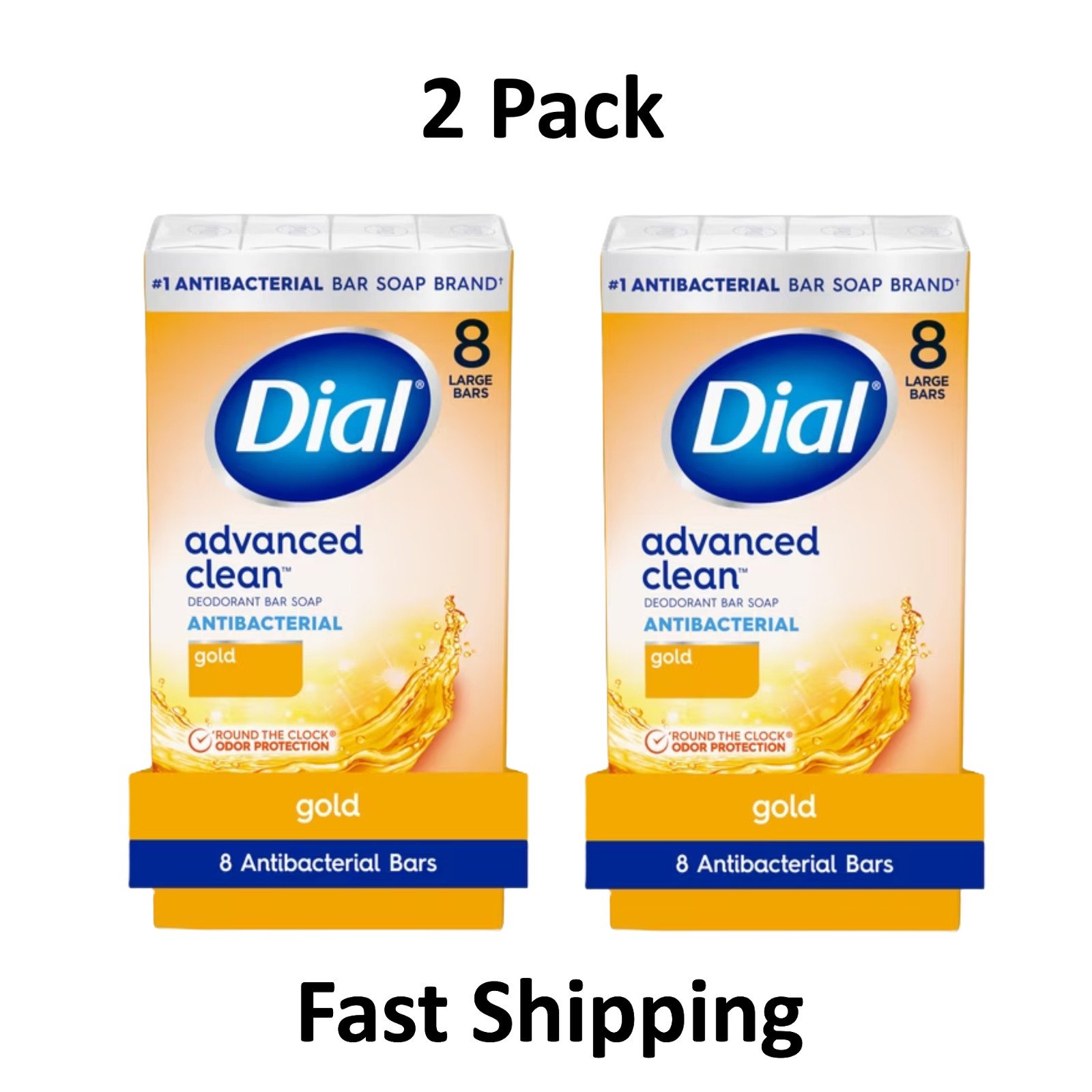 Dial Antibacterial Deodorant Bar Soap, Advanced Clean, Gold, 4 oz, 8 Bars 2 Pack