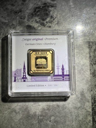 Geiger Edelmetalle 5g .9999 Fine Gold Bar In Assay Limited 46/500