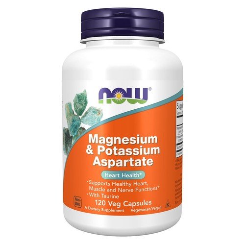 NOW FOODS Magnesium & Potassium Aspartate 120 Veg Capsules