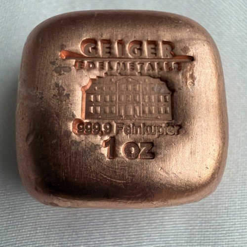 🌟 Rare Geiger 1 AVDP oz Copper Poured Bar .9999 Fine - Sealed Bullion! 🌟