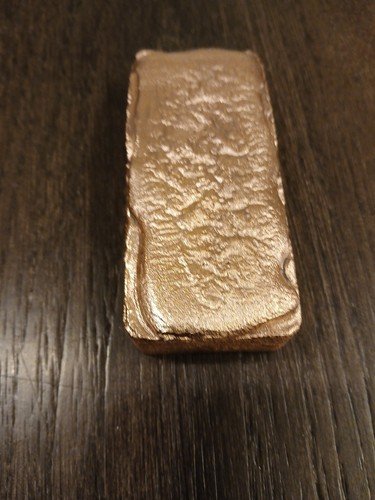 15 Ounce Polished Copper  Bar, Hand Poured In USA, 2 bar minimum order