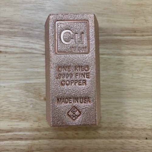 1 Kilo Trapezoid Copper Bar .9999 Fine Bullion Ingot One KG