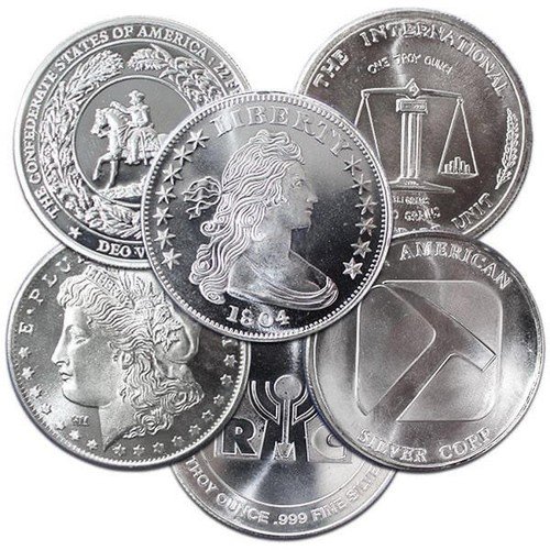 Lot (20) 1 Troy Ounce .999 Silver Rounds/Bars - Assorted Design Random Roll