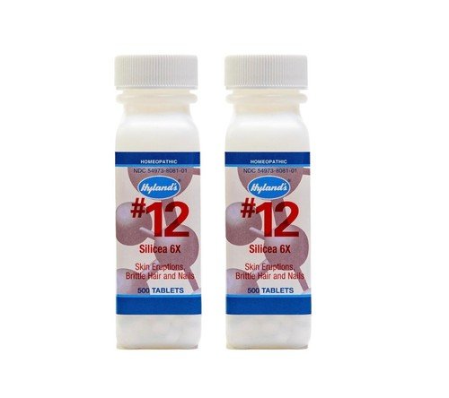2 Sealed Hyland's #12, Silicea 6X, 500 Tablets, Brittle Hair and Nails