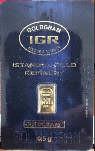 IGR Istanbul Gold Refinery Goldgram 0.5g 999.9 Fine Gold Bar