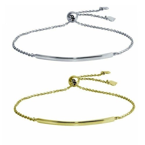 Sterling Silver Curved Bar Lariat Bracelet