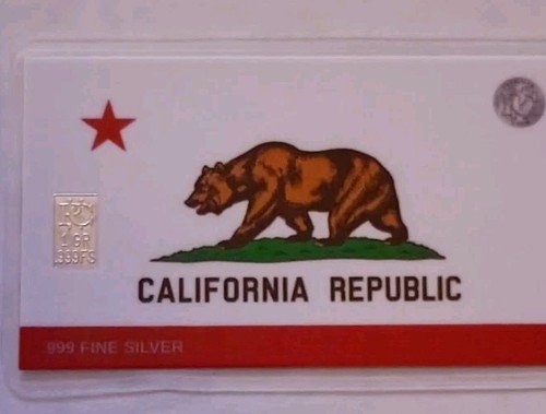 π½ California Card 1 Grain .999 Pure Silver Bar Precious Metals. Nice State Card
