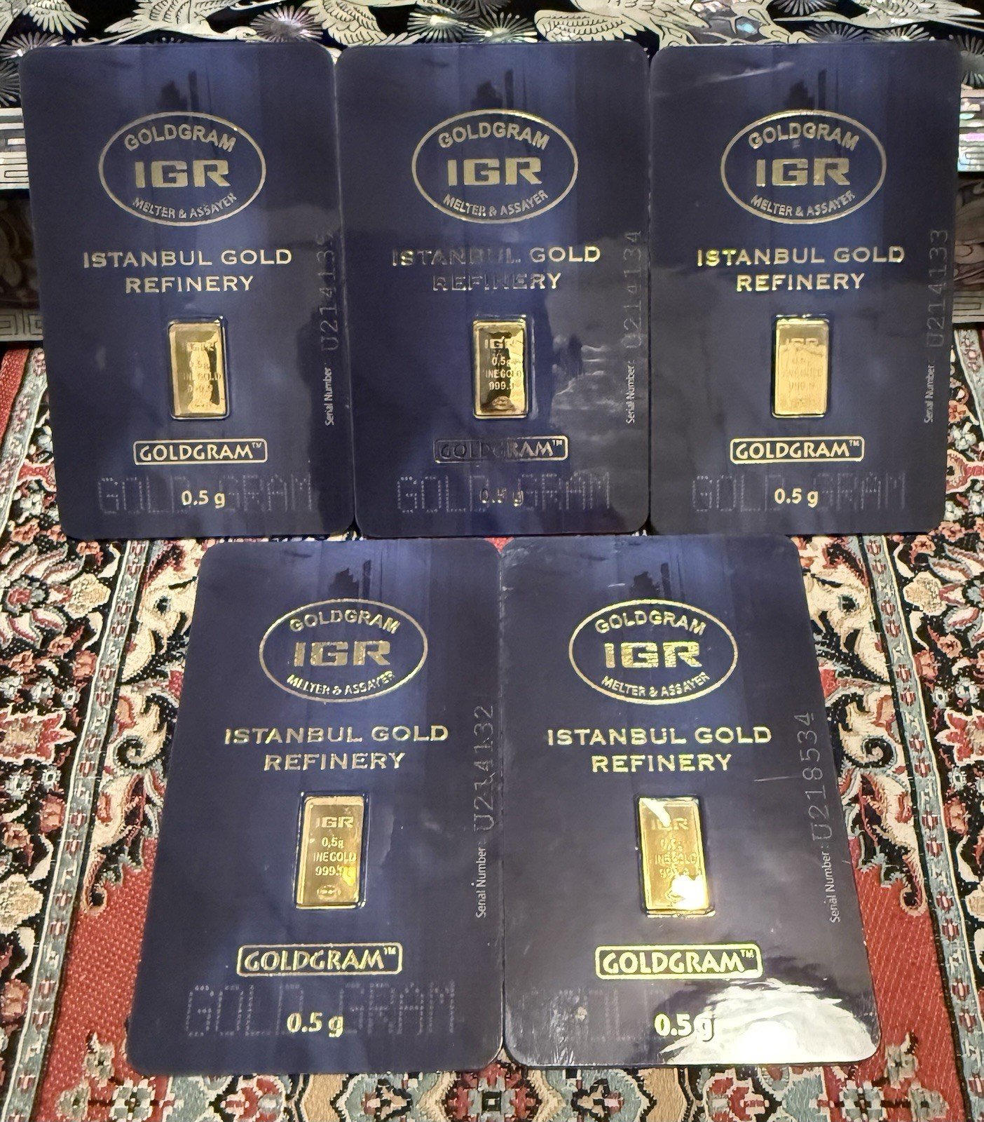 0.5 Gram Gold Bar IGR In Assay (lot of 5 bars)