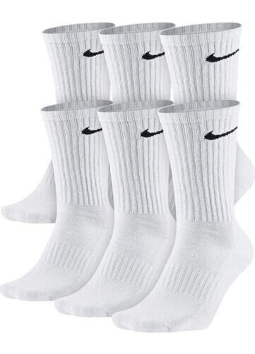 Nike Everyday Cushioned Crew Socks 6-8/8-12 Socks-6 Pairs, White, Large/Medium