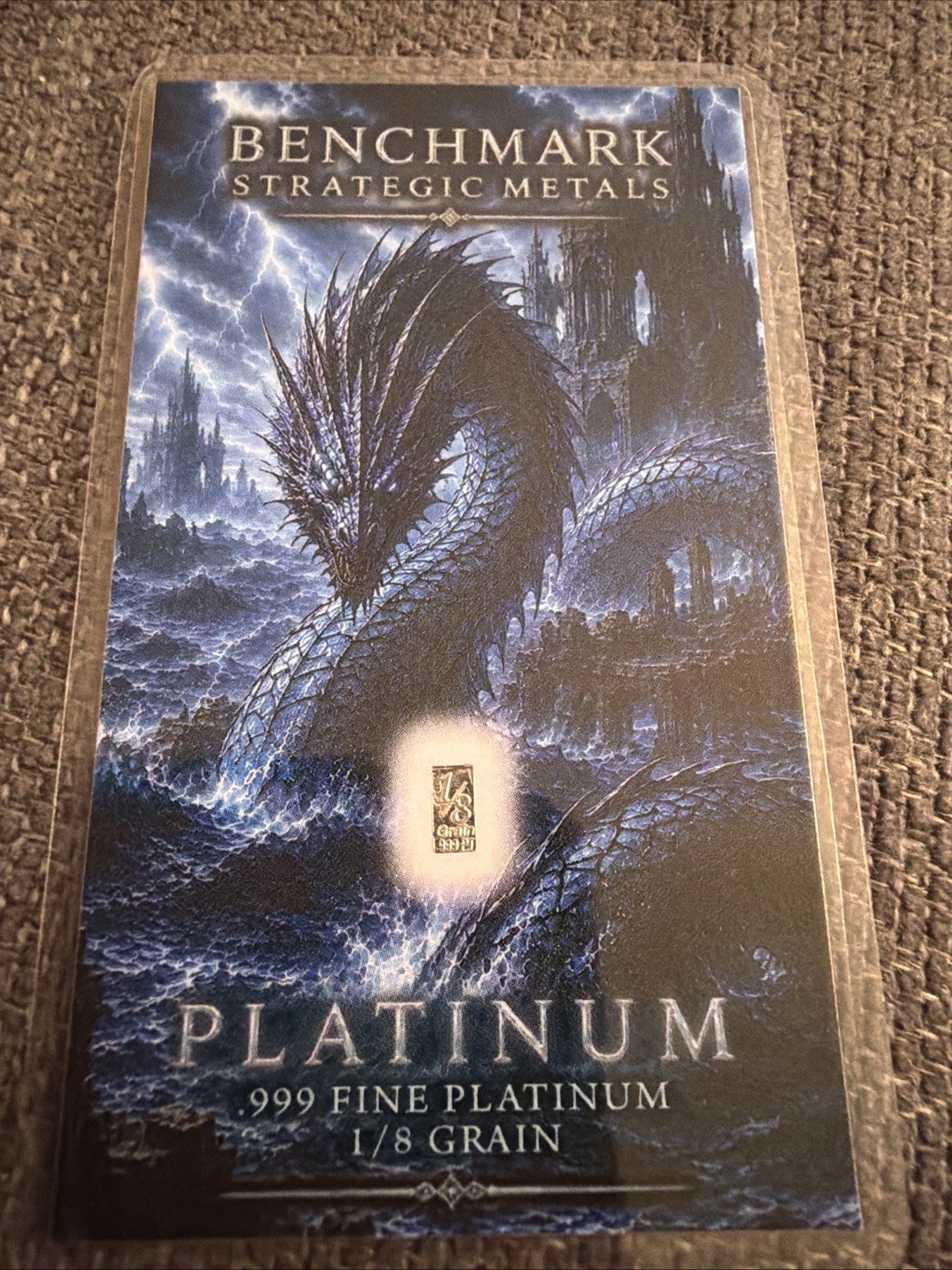 New Platinum 1/8 Grain Bullion Bar by Benchmark Metals 99.95 Fine Platinum