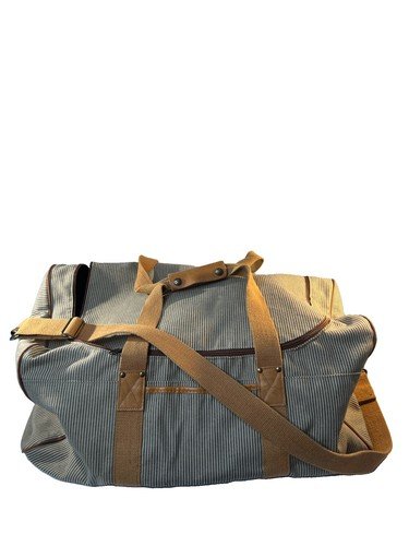 VTG Accessories Unlimited USA, Maine Leather Waxed Canvas  Duffle Bag 22x12x12