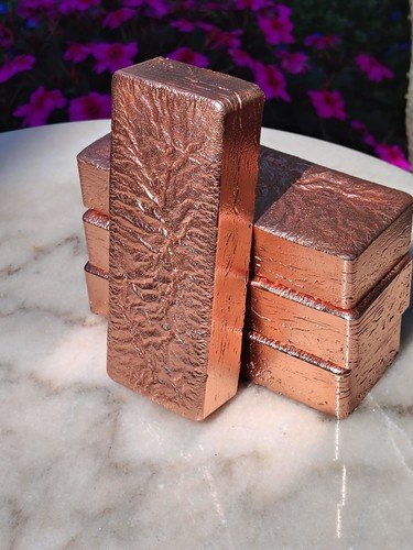 20lbs+ Copper 4 Bars Around 5lbs Each .999 Made with#1 Clean Bright Copper