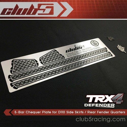 Black 5-Bar Chequer Plate for TRX-4 Defender Side Skirts / Rear Fender Quarters