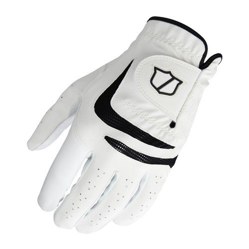 WILSON Grip Plus Golf Glove - Men's Left Hand, White/Black, Medium/Large
