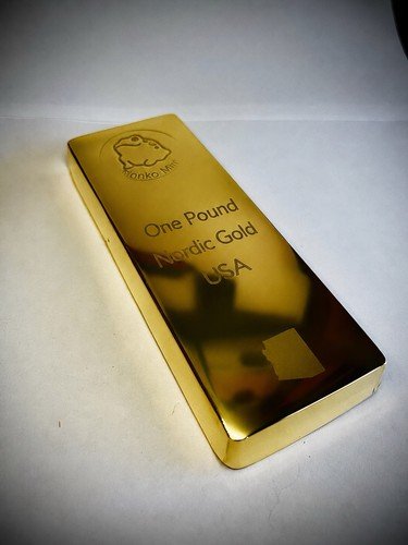 1 Lb Nordic Gold Ingot Bar - Hand Poured Bronze Bullion - Polished & Stamped