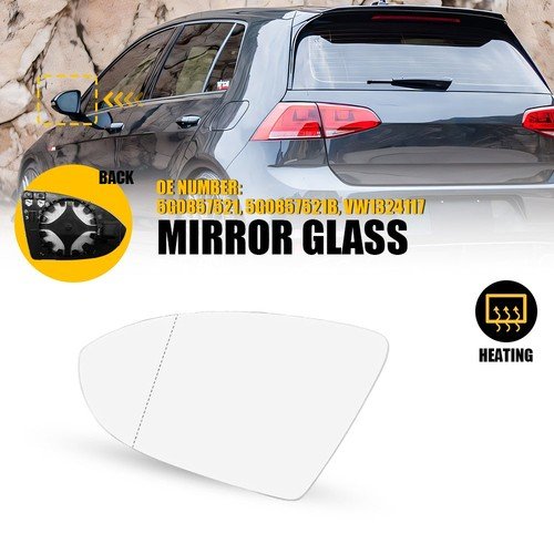 Driver Left Side Mirror Glass Heated For Volkswagen Golf 2015-2021 5G0857521B
