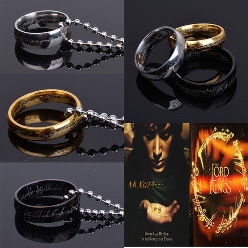 Lord of the Rings The One Ring Lotr Stainless Steel Men's Ring Chain Necklace
