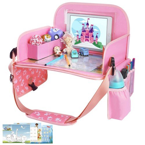 Kids Travel Tray for Toddler Car Seat, Travel Accessories for Kids, Road Trip