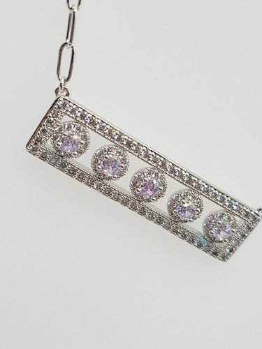 Bomb Party Necklace NK17959 Five Free Spirits Lavender Topaz CZ Rhodium 18"