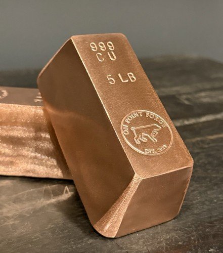 5 Lb .999 Copper Bar | Hand Poured On Point Forge Copper Bullion