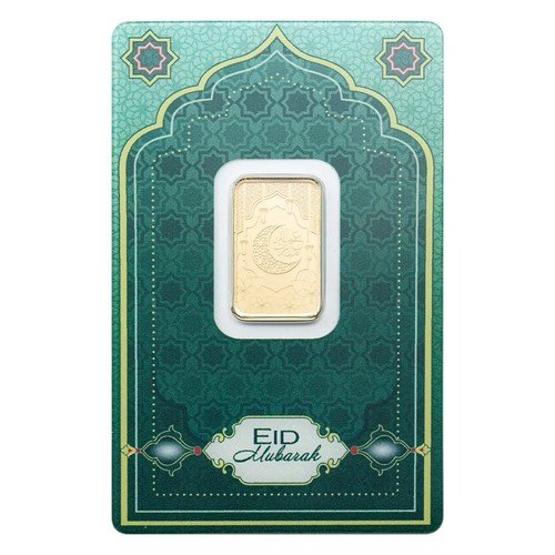 Pamp Suisse Eid Mubarak 5 Gram Gold Bar in Assay w/ Sleeve
