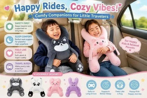 Kids Car Seat Head Support Pillow For Sleeping Car Neck Pillow with Seat Belt