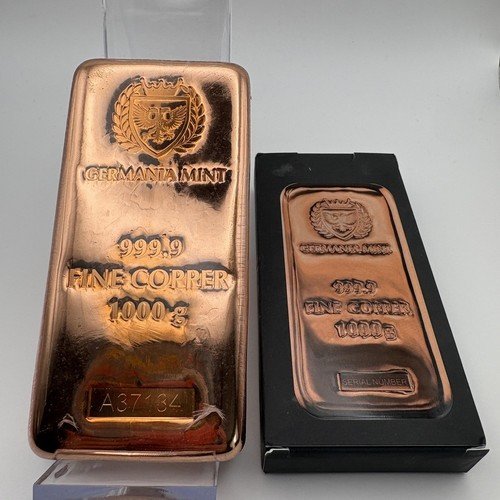 Germania Mint 1 Kilo 999.9 Fine Copper Bullion Bar 1000 G Serialized