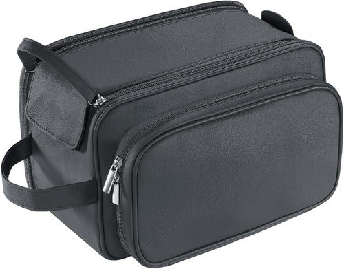 Extra Large Toiletry Bag Men Travel Organizer Dopp Kit Water Resistant PU Black