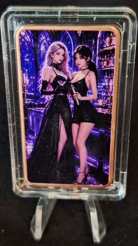 1 oz Copper Colorized Bar "Sexy Double Trouble Women Nice and reverse Naughty"
