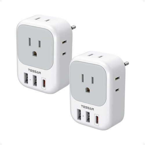 European Travel Plug Adapter, US to European Plug Adapter with 3 American Outlet