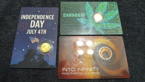 3 1/1000 oz GOLD CARDS * 2026-CANNABIS  * INDEPENDENCE DAY * BLACK HOLE *  CHEAP