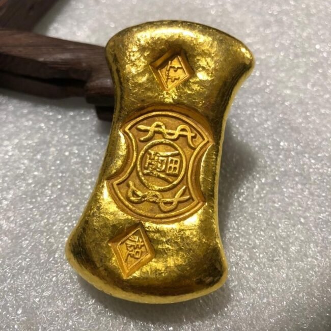 Antique Collection Rotundity Golden Bar Gold Bullion Ingot Family 1pcs China